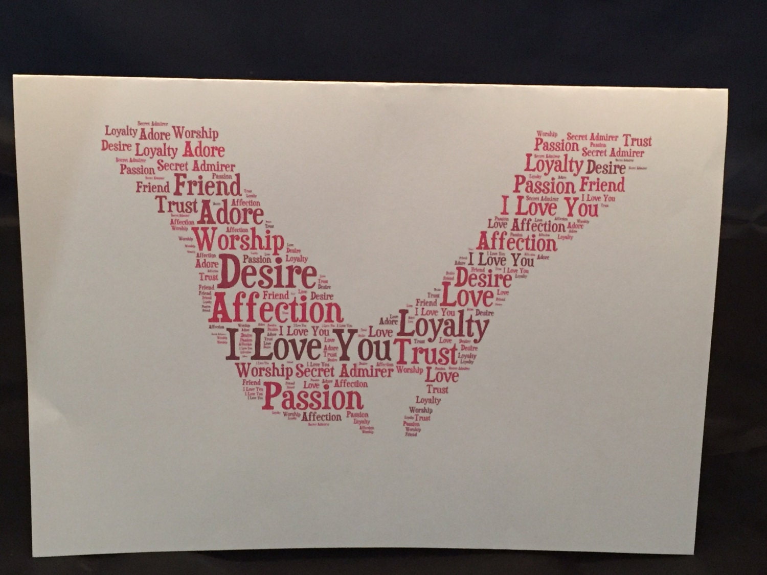 Valentine's Day Word Art Card | Custom Typography A5 Card | Personalised with your words.