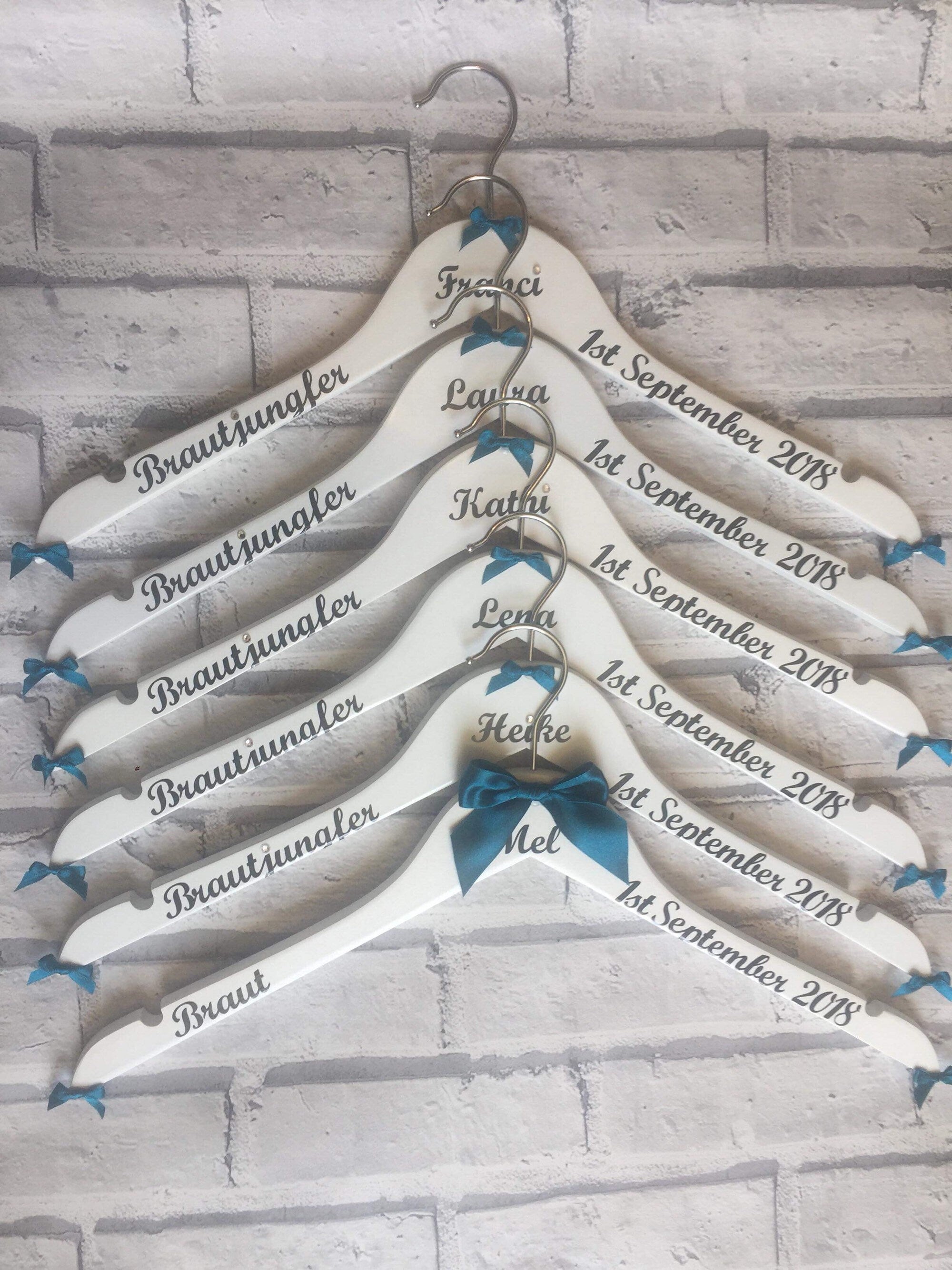 Bridal Party Hangers - Set of 6 - Personalised - Wedding Outfit Hangers