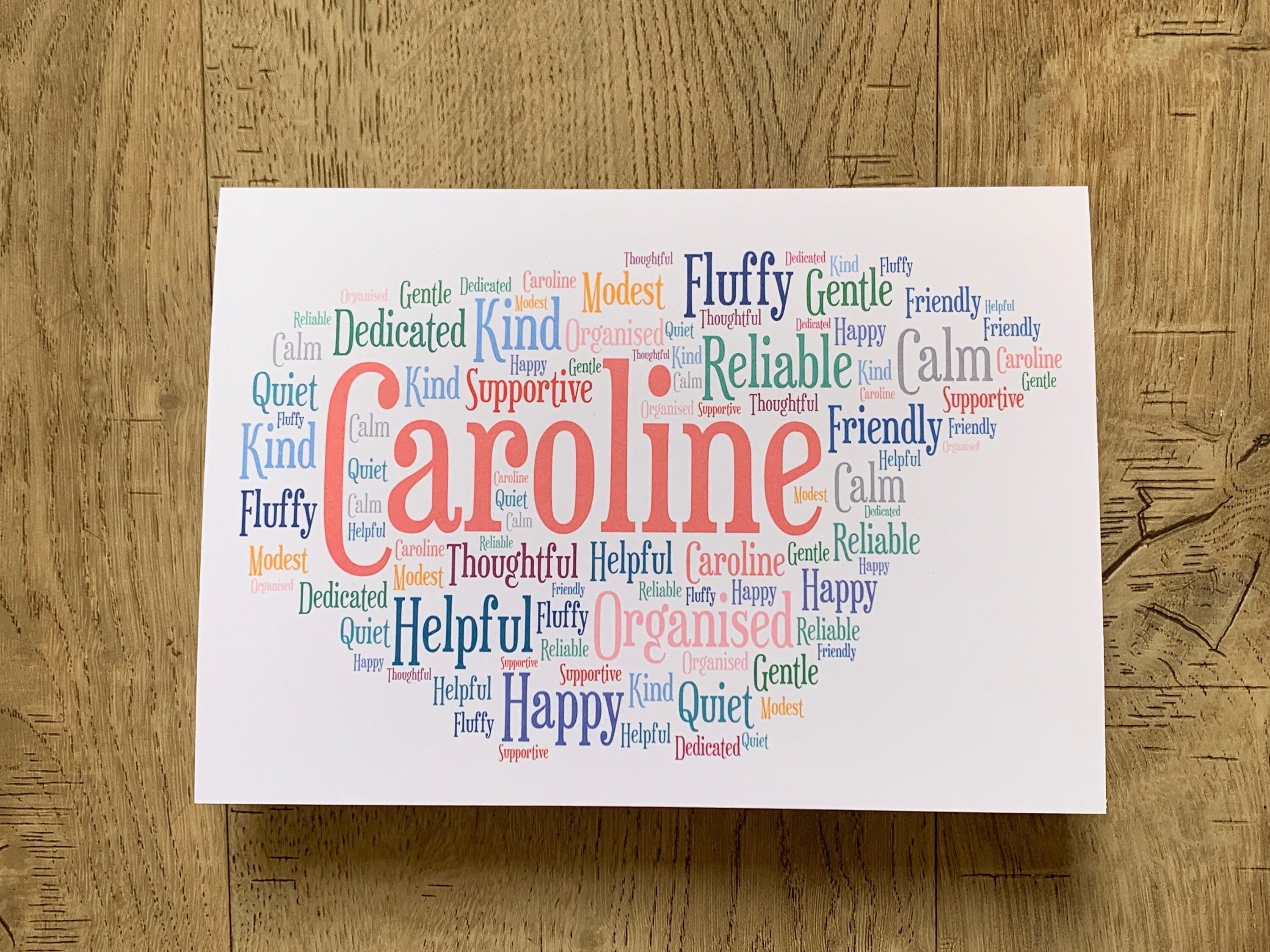 Typography Personalised Word Art Card, Custom Greetings Card