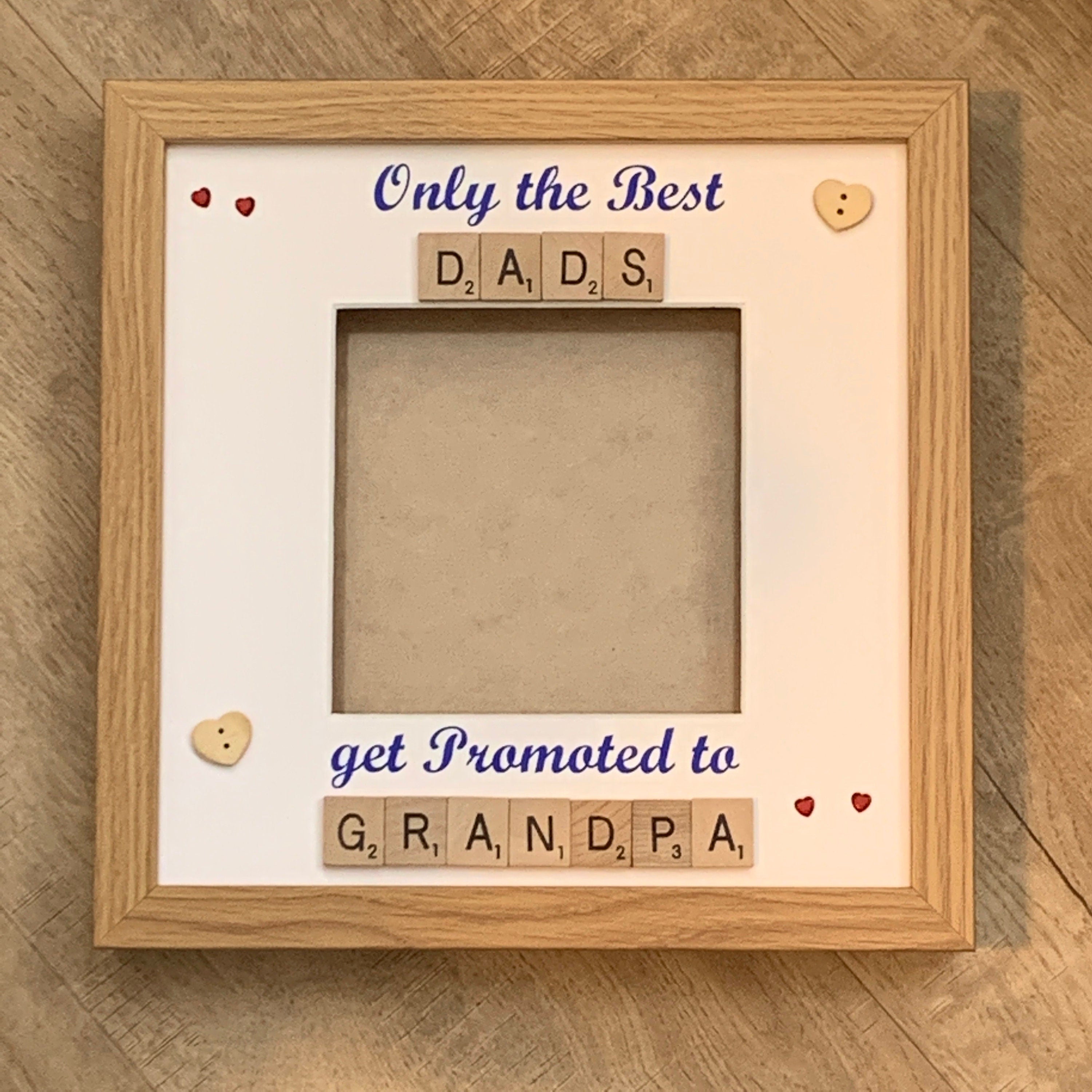 Dad to Grandad Scrabble Art Photo Frame | Grandparent Gift