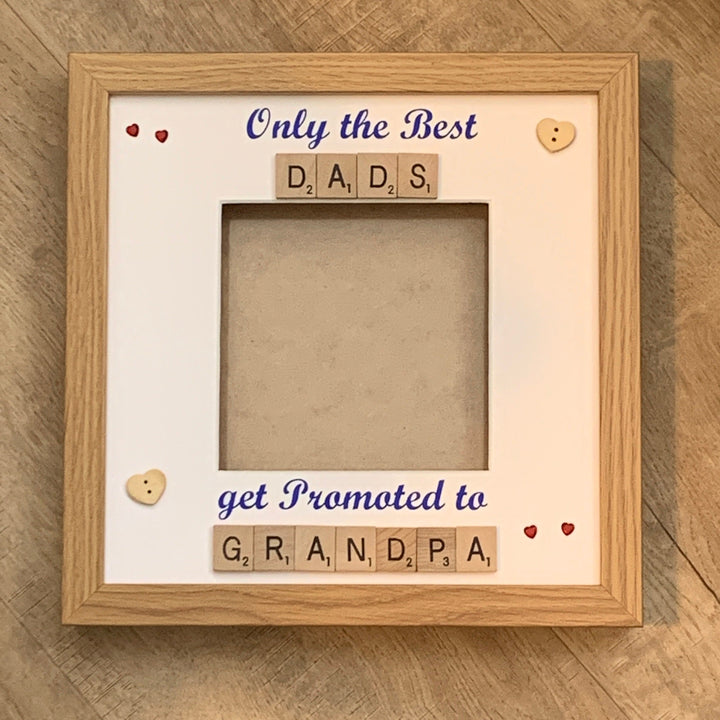 Dad to Grandad Scrabble Art Photo Frame | Grandparent Gift