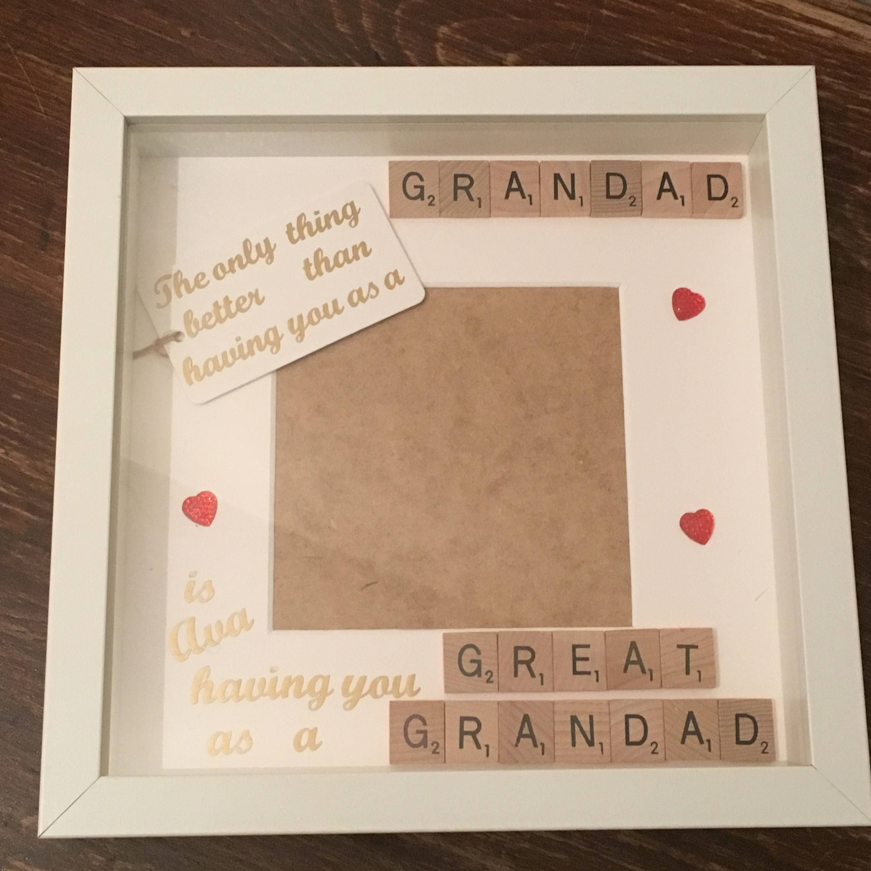 Grandad to Great Grandad Scrabble Art Photo Frame | Personalised gift for him