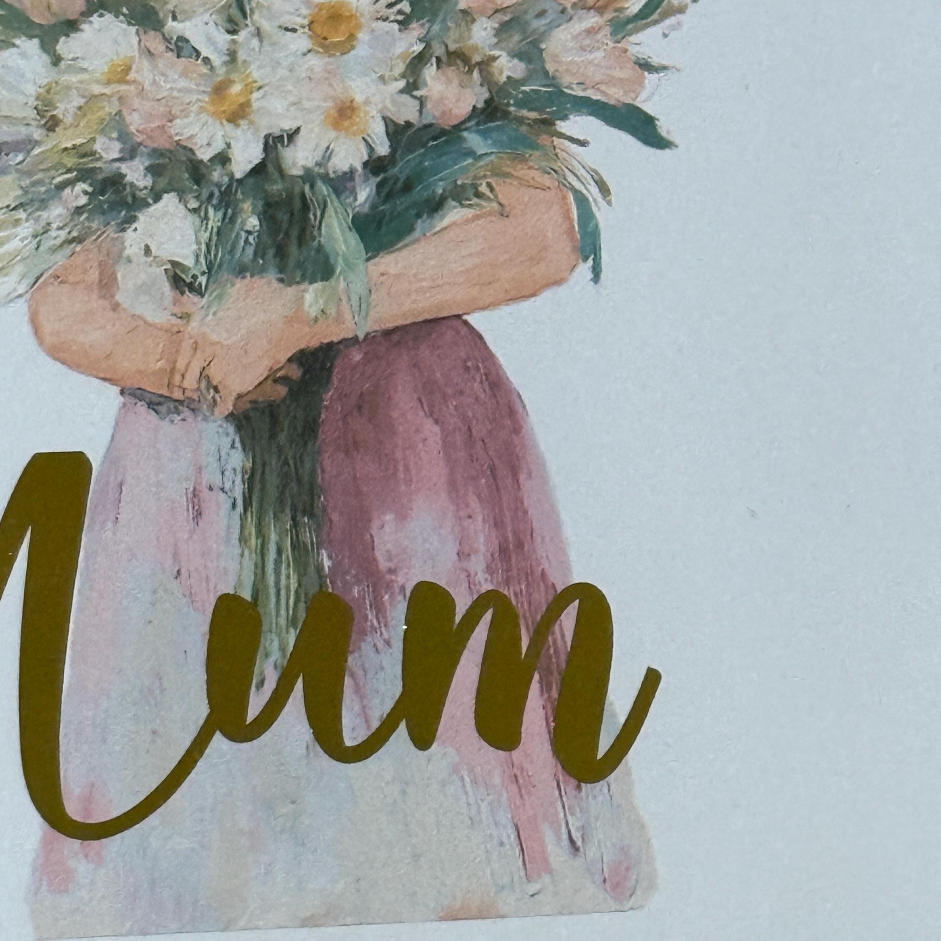 Foiled Mum Card | Watercolour Floral Woman Illustration | Birthday, Mother's Day (6x6 Inch)