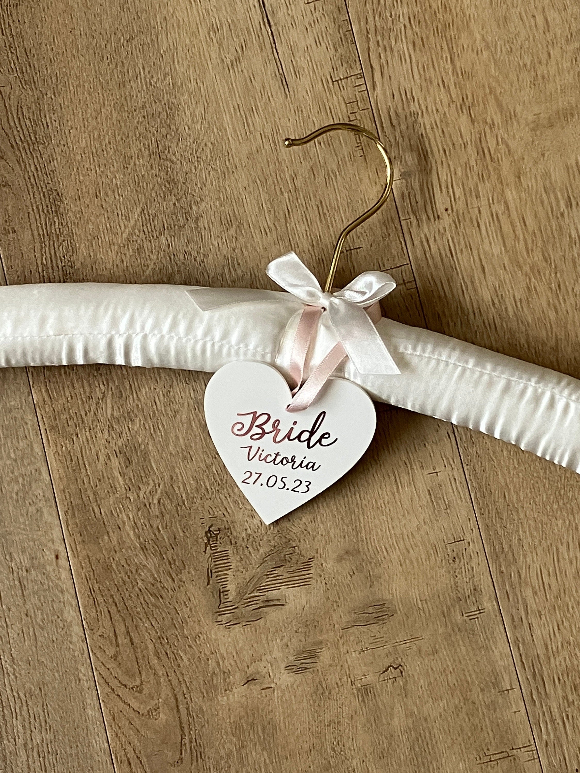 Bridal Satin Wedding Dress Hanger | Personalised Heart | Wedding Keepsake Gift