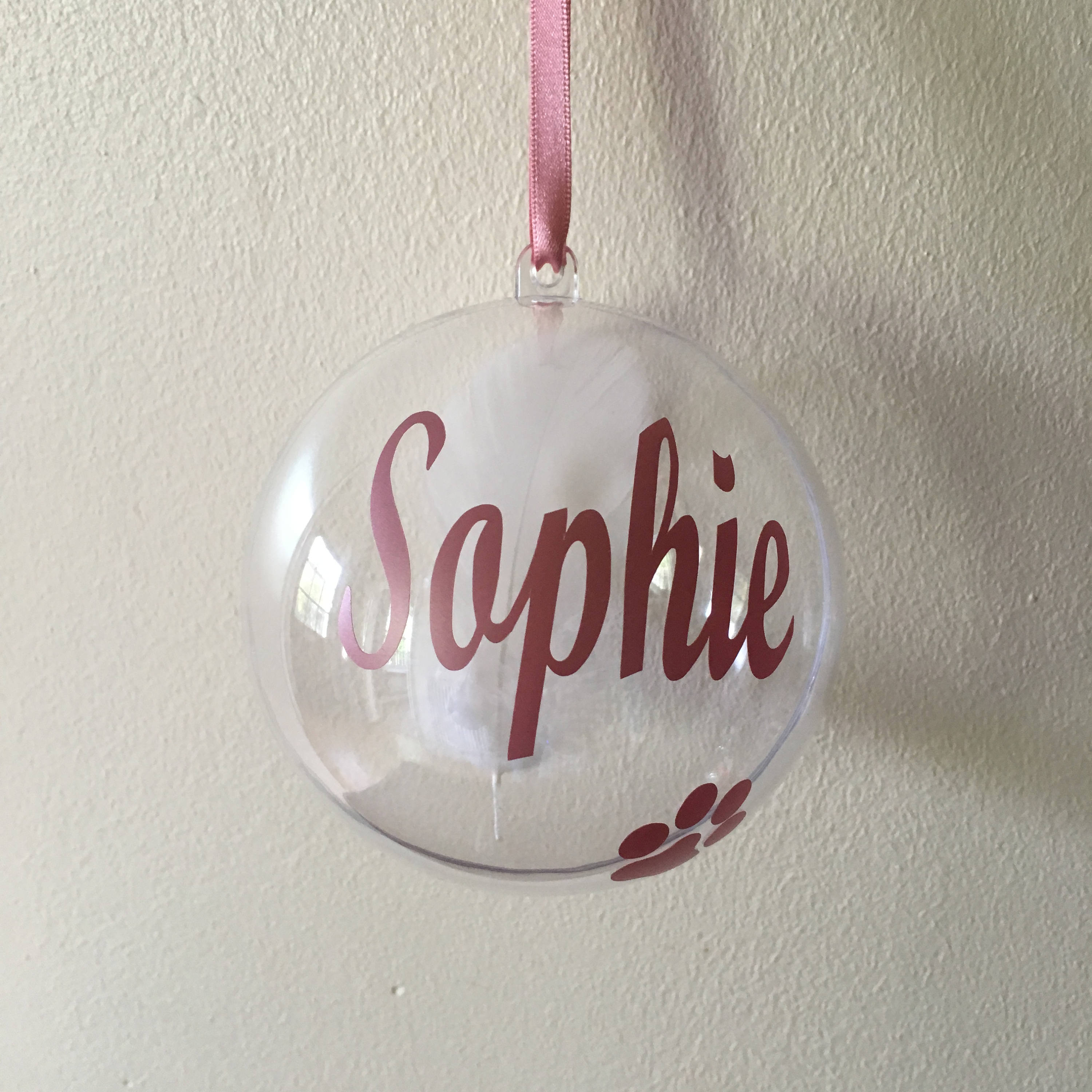 Personalised Pet Memorial Christmas Bauble, Paw Print Ornament