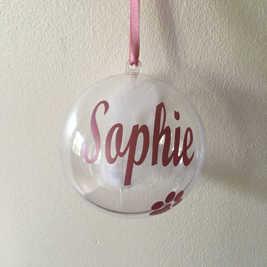 Personalised Pet Memorial Christmas Bauble, Paw Print Ornament