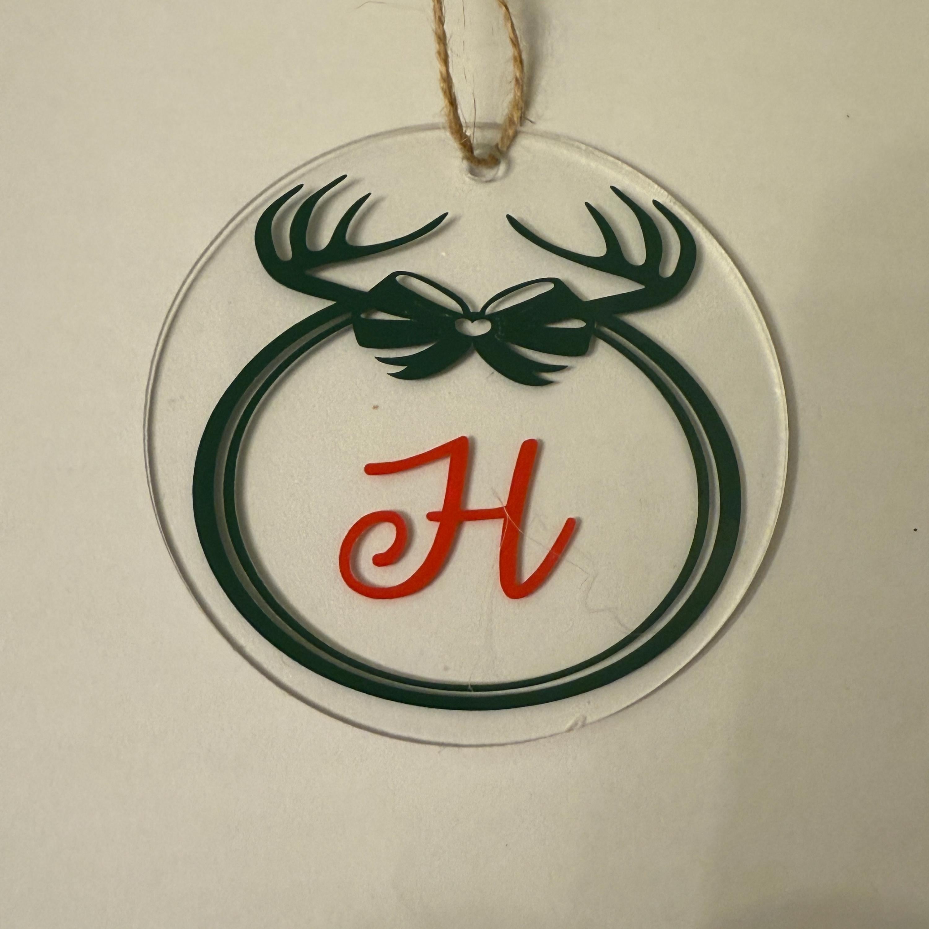 Antler Initial Bauble – Personalised Christmas Ornament