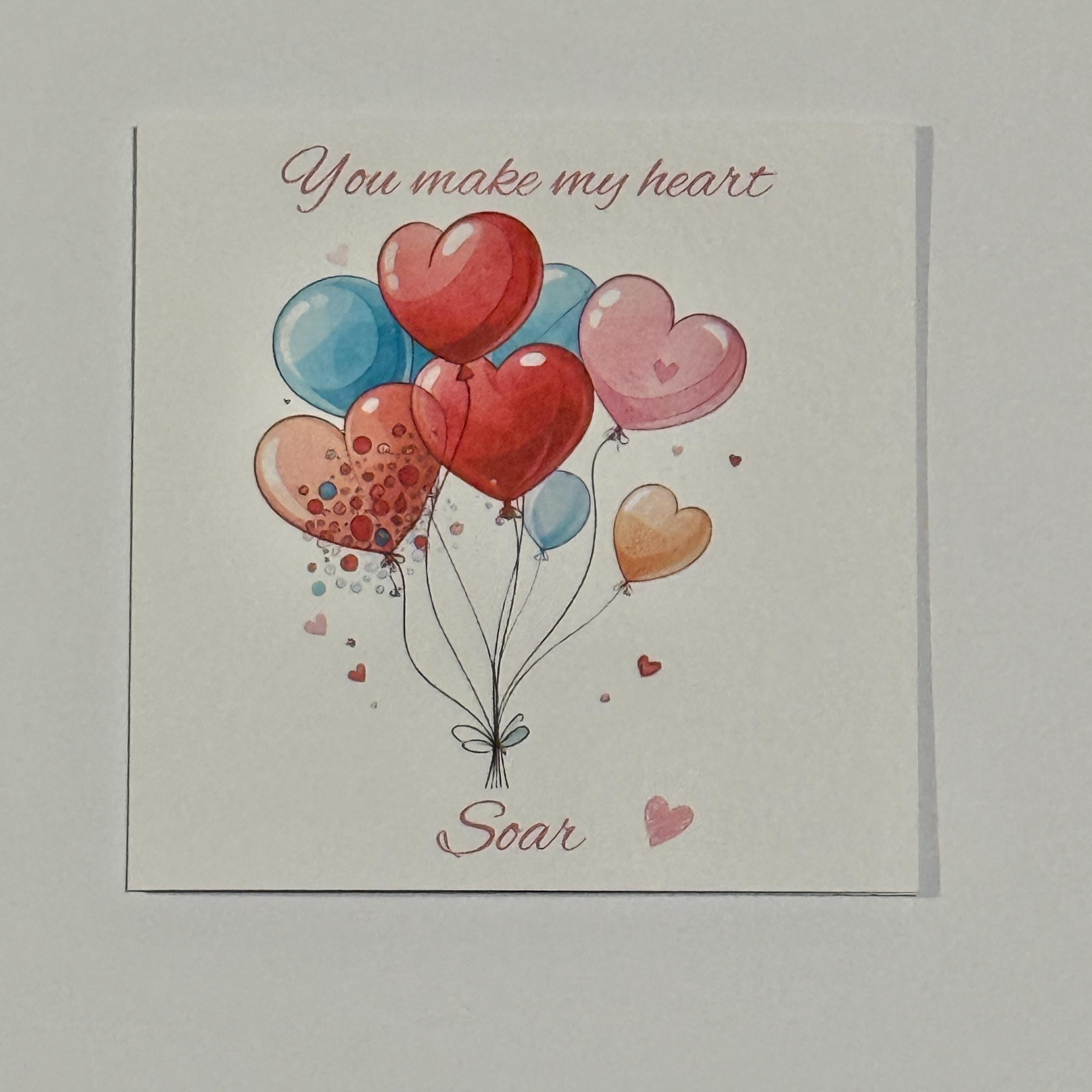 Heart Balloons Valentine's Card | Romantic Anniversary Card
