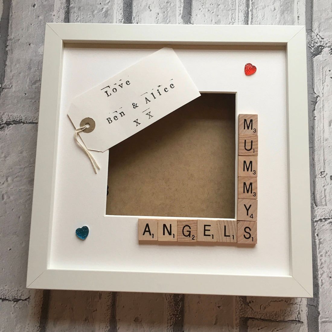 Mummy's Stars Angels Monsters Letter Tile Photo Frame with personalised message.