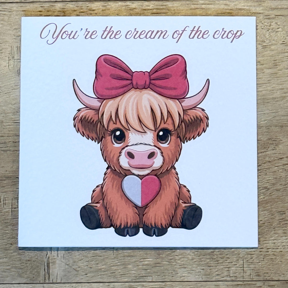 Highland Cow Valentine's Day Card - Cream of the Crop, Animal