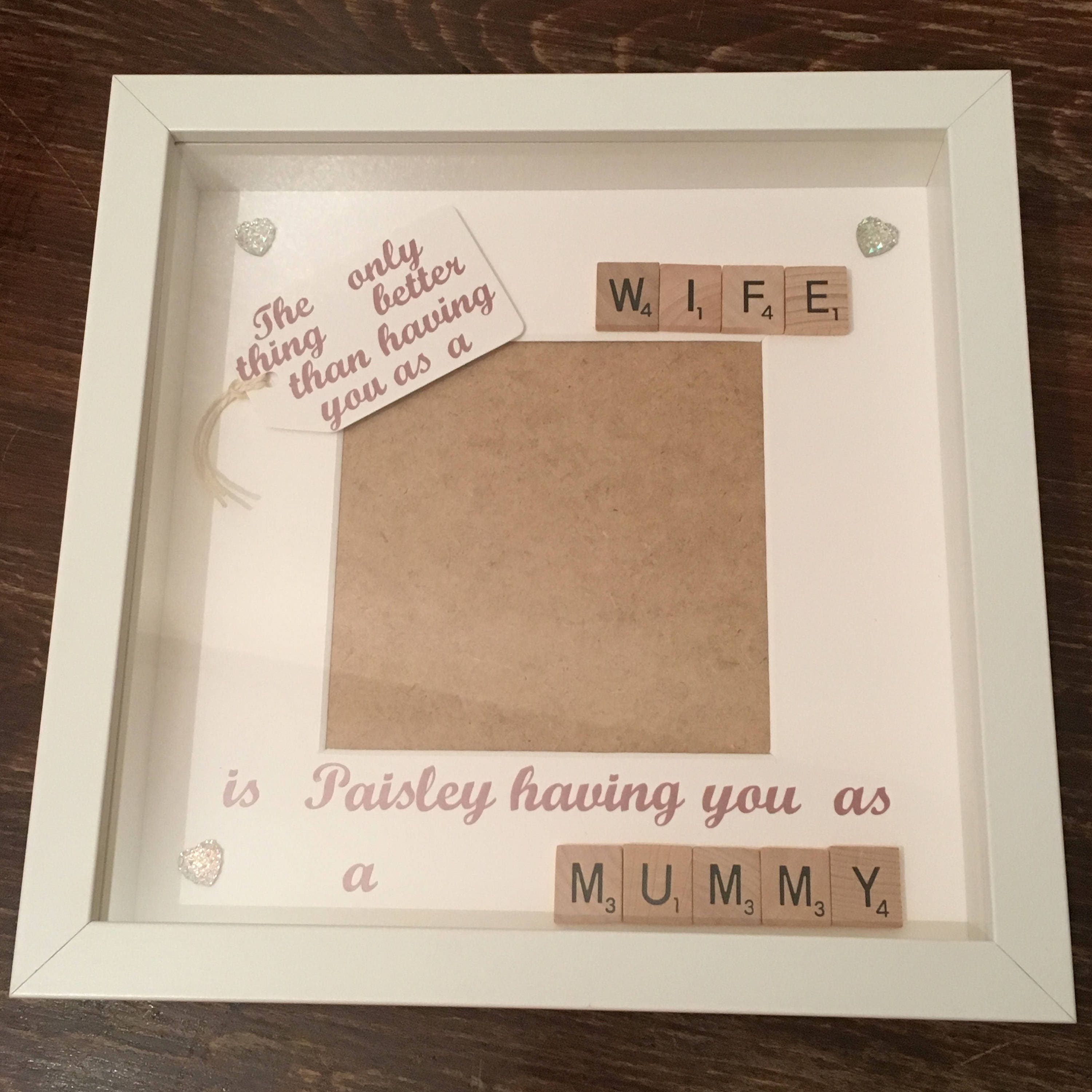 Wife to Mummy - Only thing better Scrabble Art Photo Frame - Personalised with name.