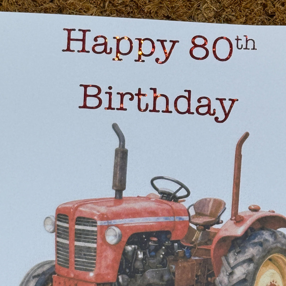 Vintage Red Tractor Birthday or Fathers Day Card | Watercolour Farm Machinery, Personalised Foiled Message