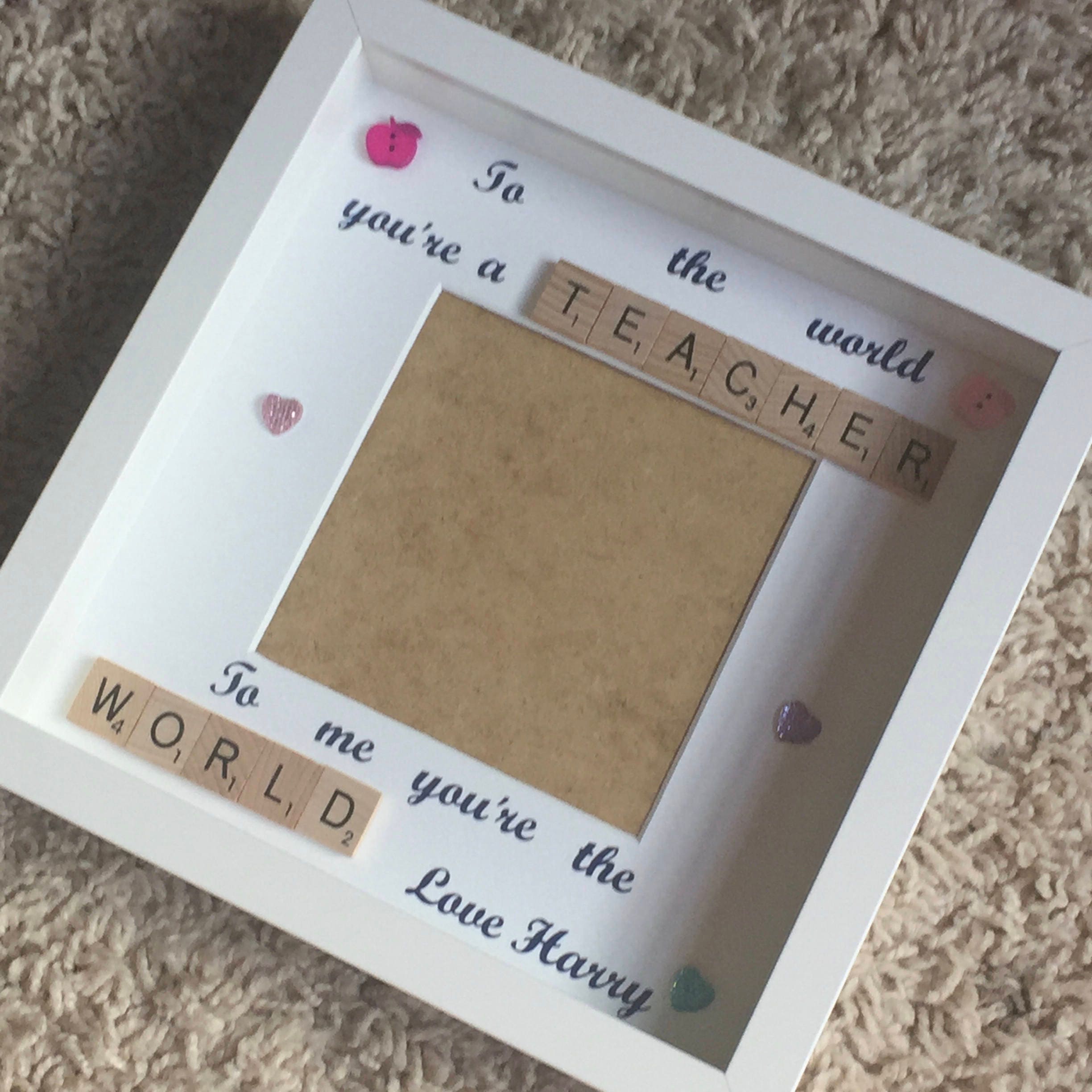 Teacher Letter Tile Personalised Photo Frame - End of year thank you gift.