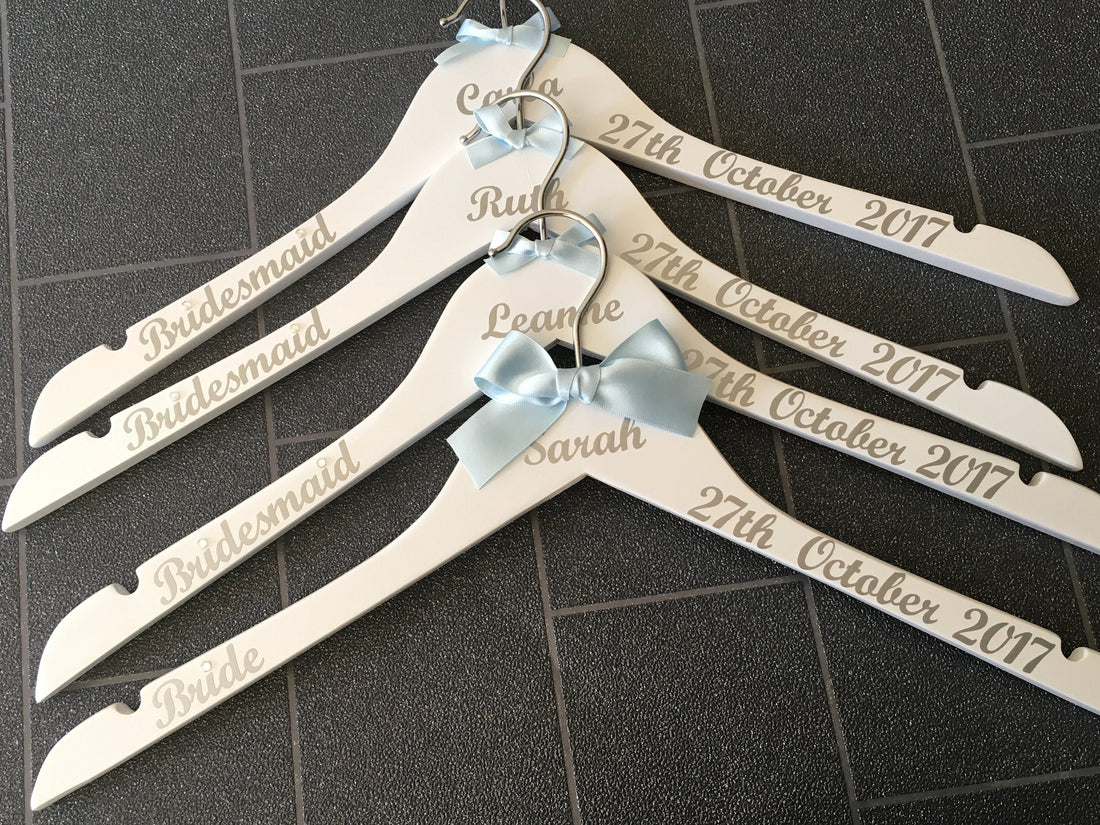 Bridal Party Hangers - Set of 6 - Personalised - Wedding Outfit Hangers