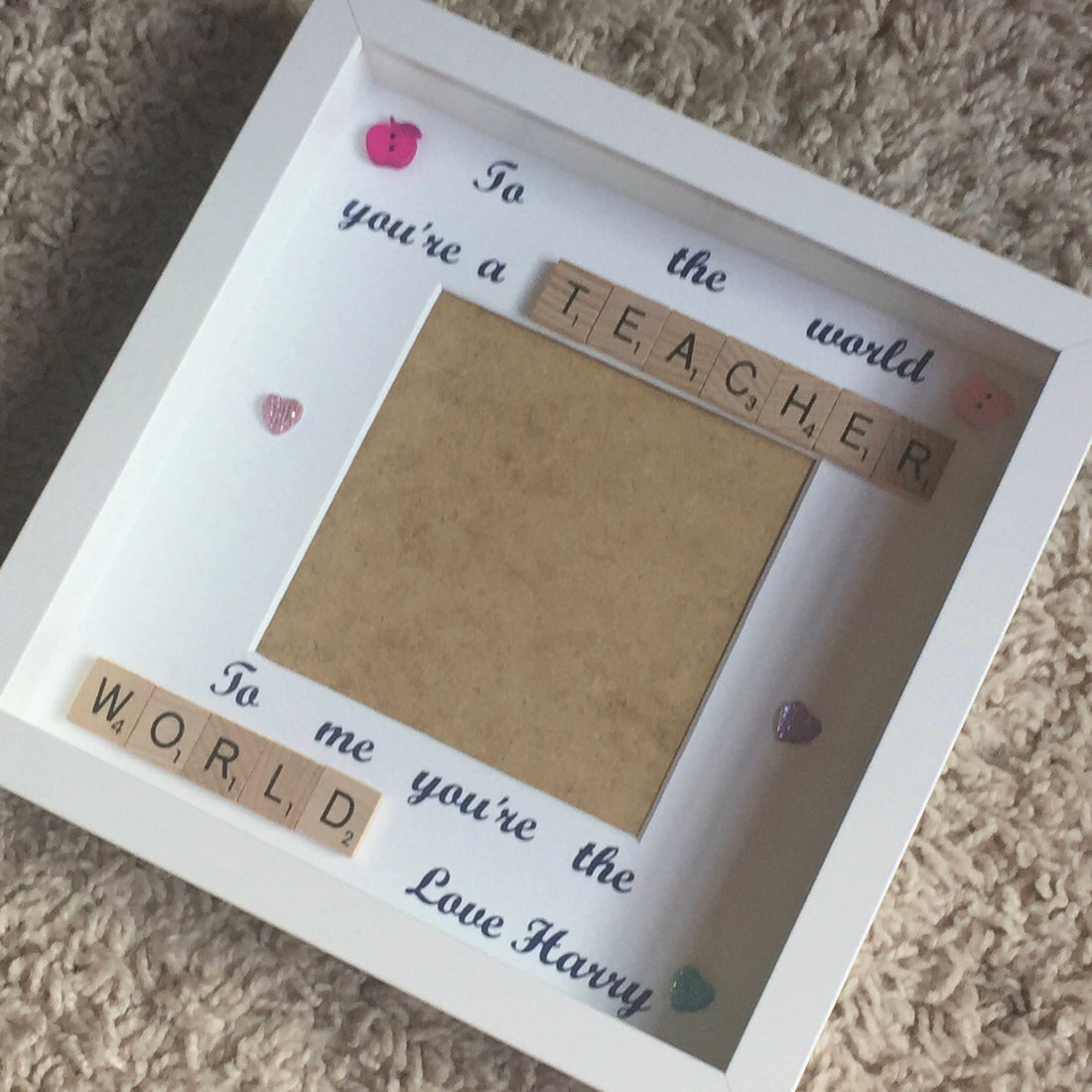 Teacher Letter Tile Personalised Photo Frame - End of year thank you gift.