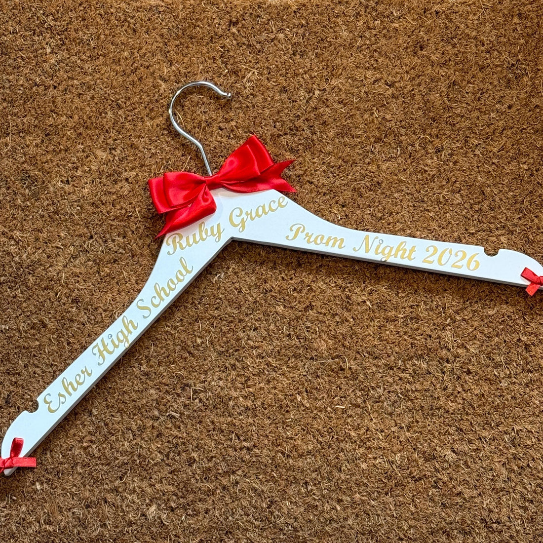 Prom Outfit Hanger - Personalised Keepsake - Name, date and school.
