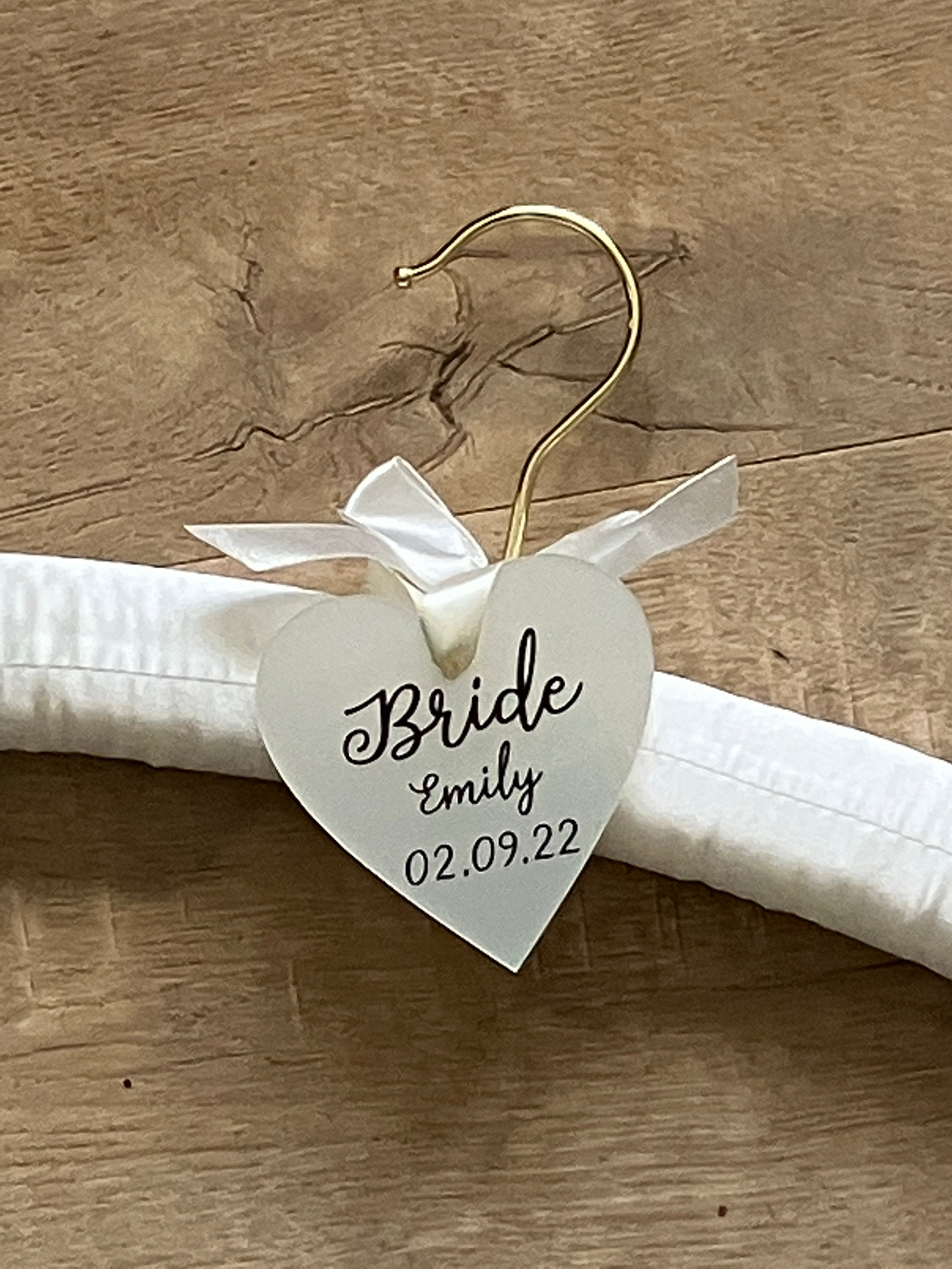 Bridal Satin Wedding Dress Hanger | Personalised Heart | Wedding Keepsake Gift