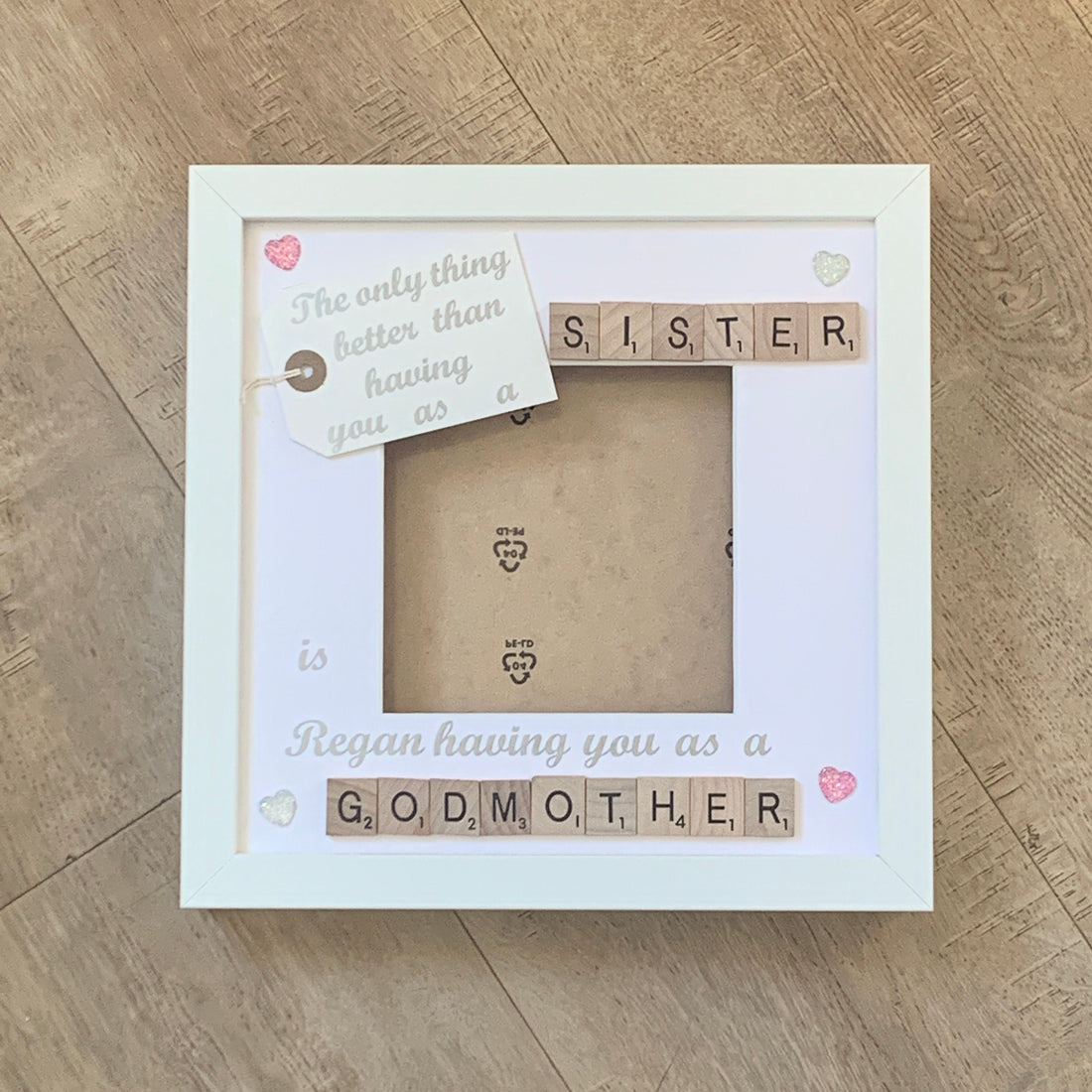 Godmother Scrabble Art Photo Frame | Godparent Gift | Personalised with Name