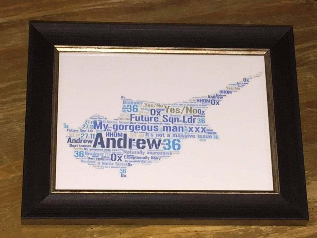Father's Day Word Art Card - Customised with you choice of shape, words and colours.
