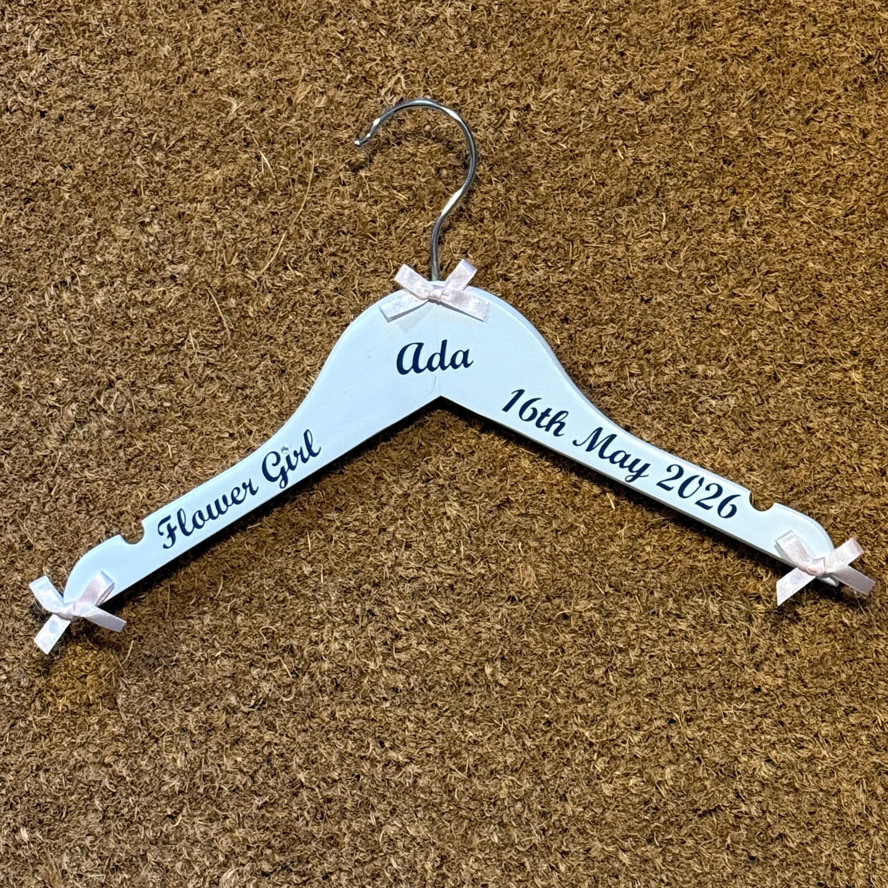 Flower Girl Hanger | Bridal Party Keepsake | Personalised with names, date etc.