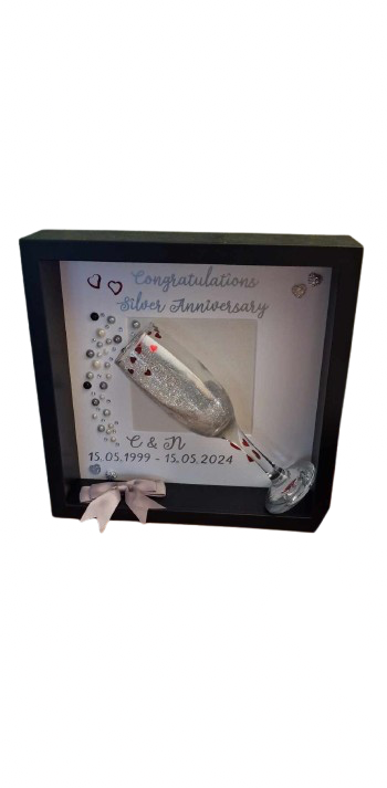 Champagne Flute Wedding Frame - Personalised with names and date.