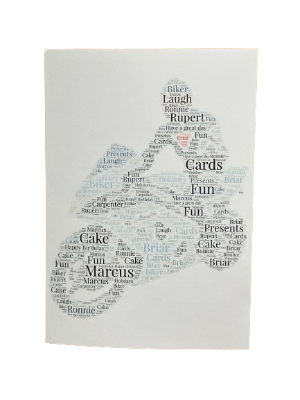 Typography Personalised Card perfect for Father's Day or Birthday. Your choice of words, colours and shape.