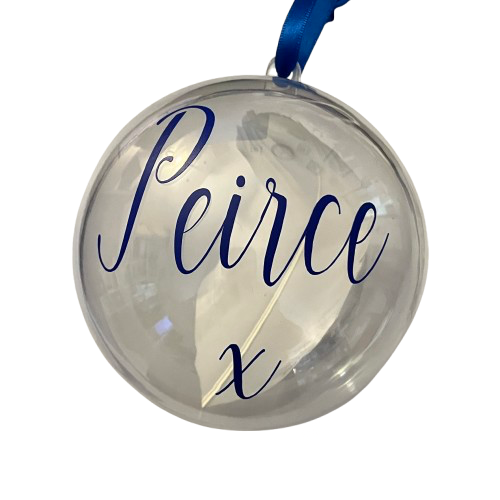 Christmas Memory Bauble, Personalised with name. Feather Ornament
