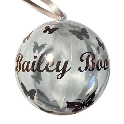 Butterfly Memorial Feather Bauble | Large Personalised Christmas Ornament & Keepsake Gift