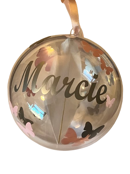 Butterfly Memorial Feather Bauble | Large Personalised Christmas Ornament & Keepsake Gift