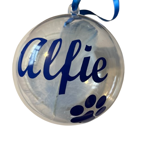 Personalised Pet Memorial Christmas Bauble, Paw Print Ornament