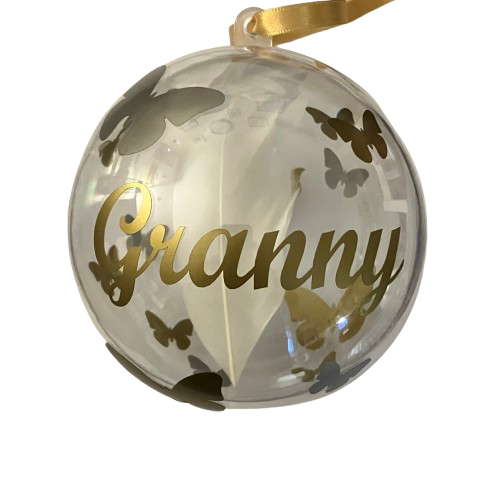 Butterfly Memorial Feather Bauble | Large Personalised Christmas Ornament & Keepsake Gift