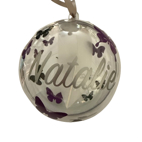 Butterfly Memorial Feather Bauble | Large Personalised Christmas Ornament & Keepsake Gift