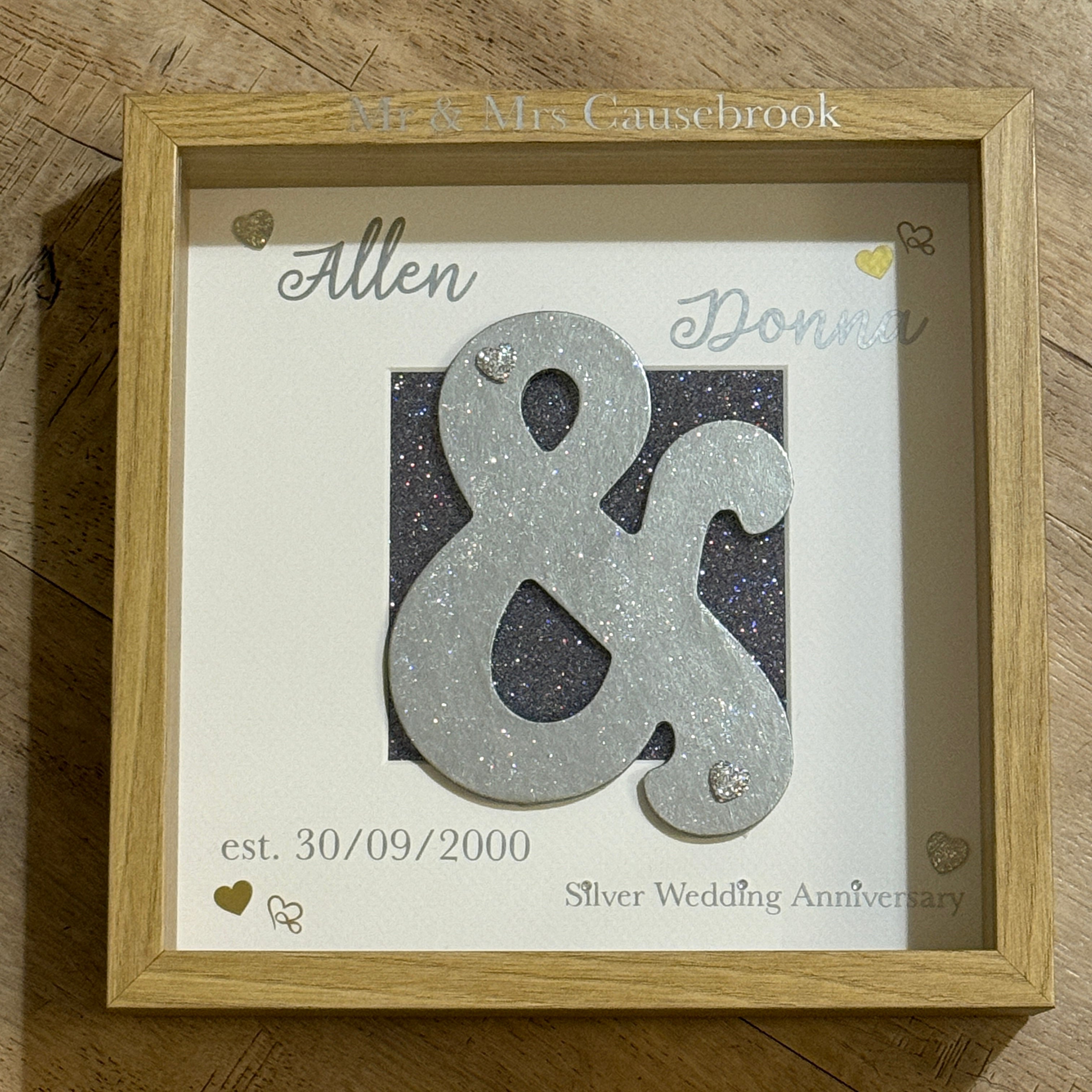 Wedding Day Box Frame | Personalised Ampersand Frame | Name and date