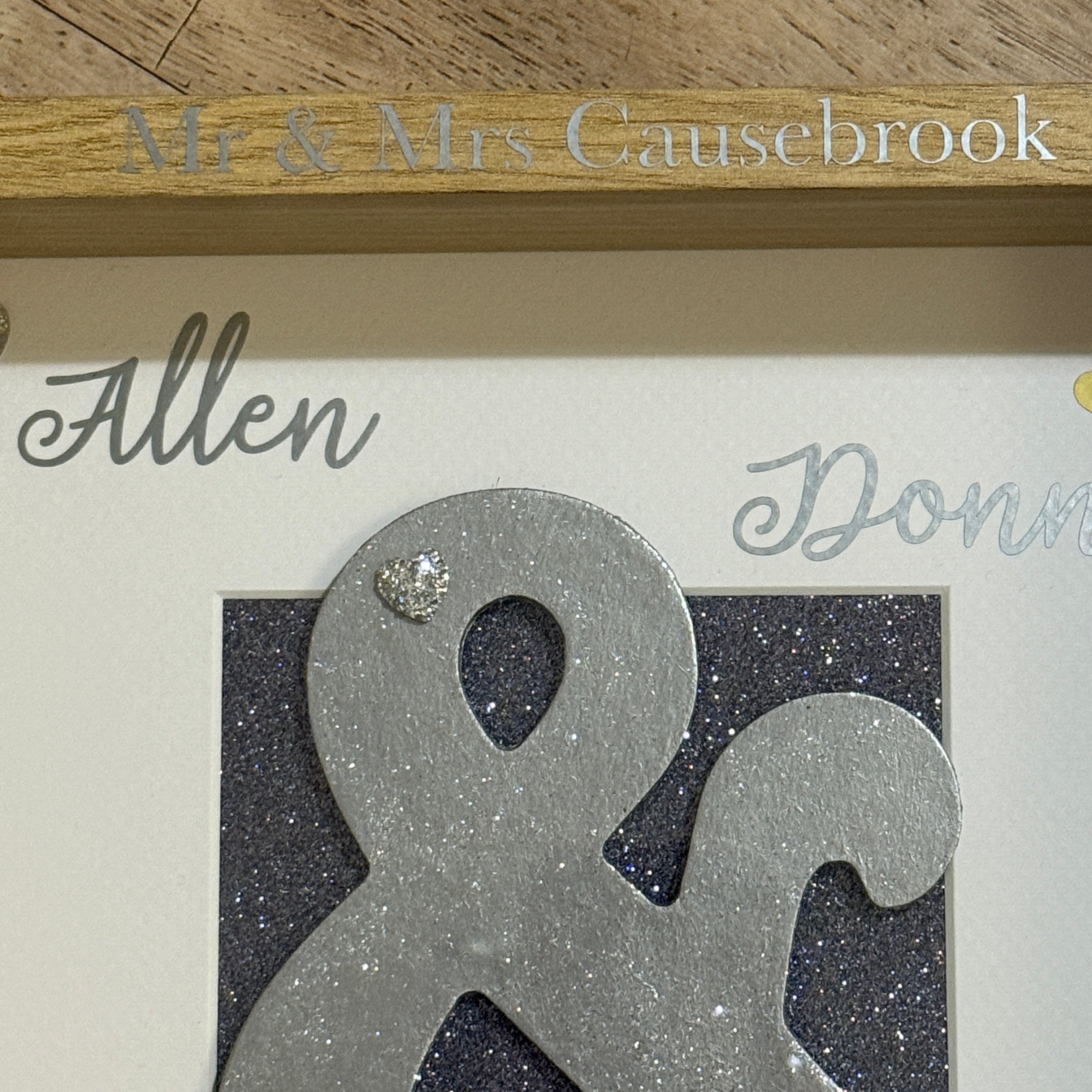 Wedding Day Box Frame | Personalised Ampersand Frame | Name and date