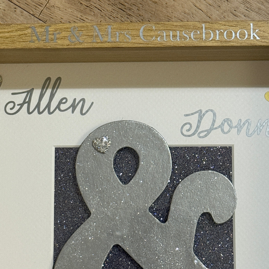 Wedding Day Box Frame | Personalised Ampersand Frame | Name and date
