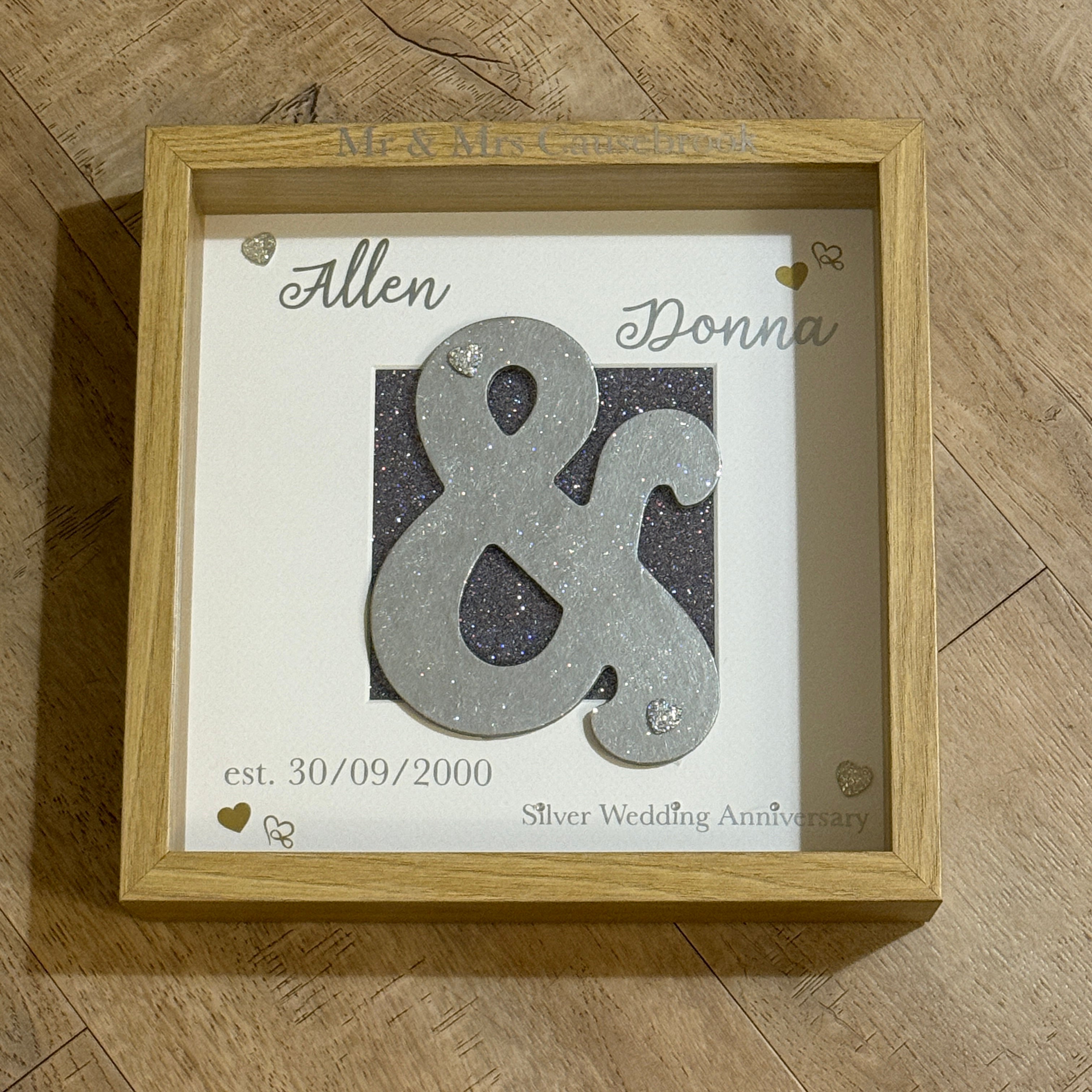 Wedding Day Box Frame | Personalised Ampersand Frame | Name and date