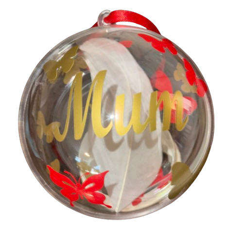 Butterfly Memorial Feather Bauble | Large Personalised Christmas Ornament & Keepsake Gift