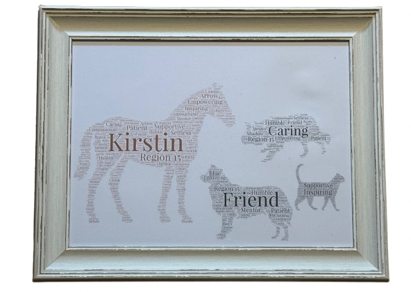Word Art Picture A4 Framed - Personalised with choice of image, colours and your words.