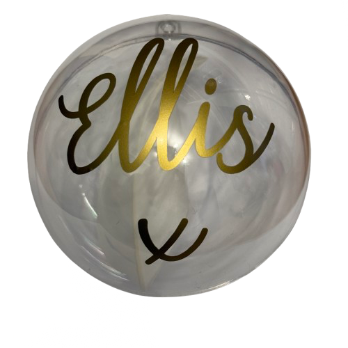 Christmas Memory Bauble, Personalised with name. Feather Ornament