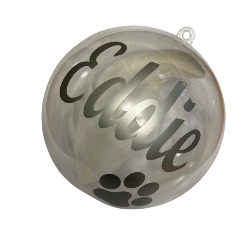 Personalised Pet Memorial Christmas Bauble, Paw Print Ornament