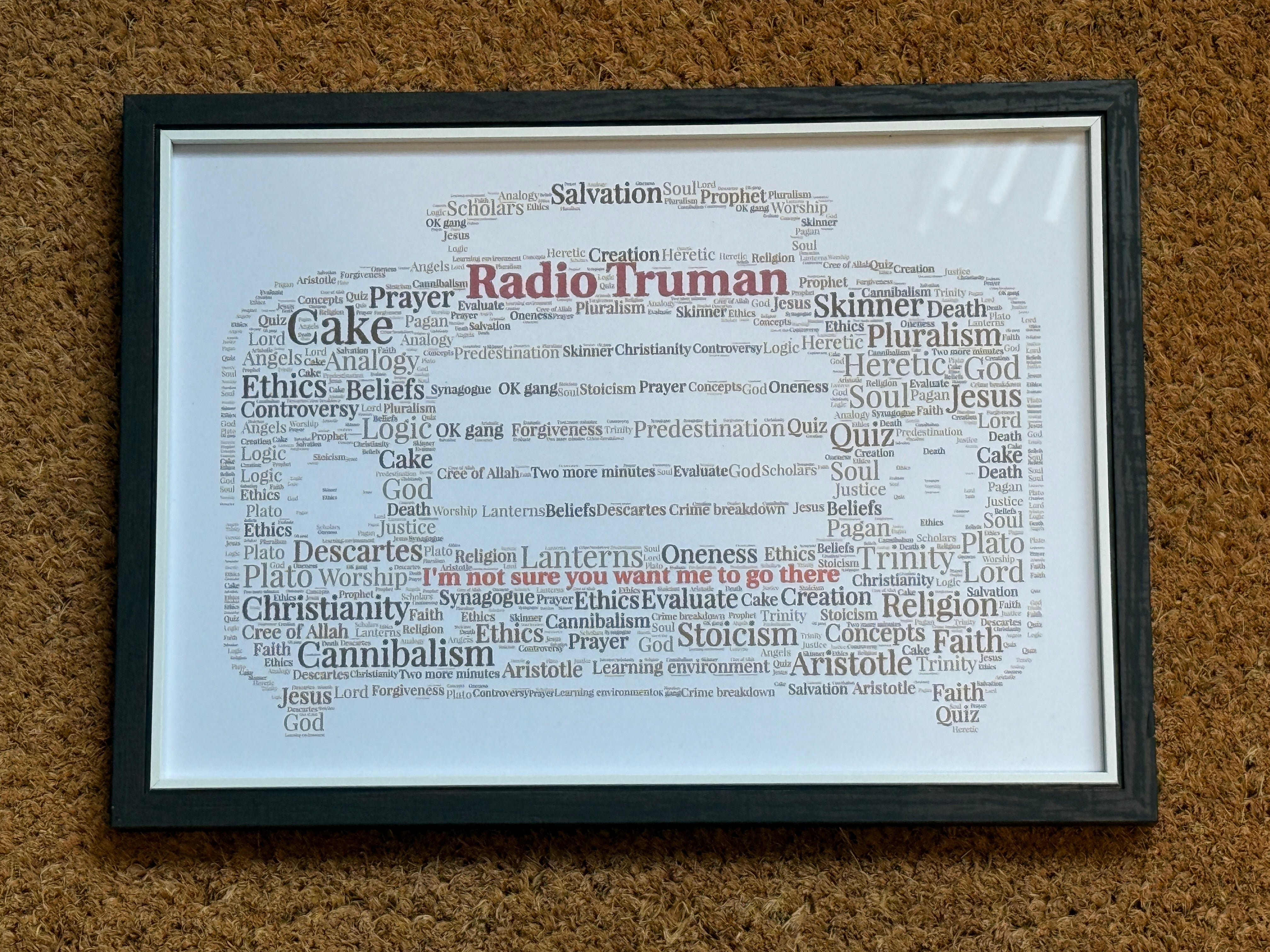 Word Art Typography Shape Framed Print - Personalised with choice of shape, colours and your words.