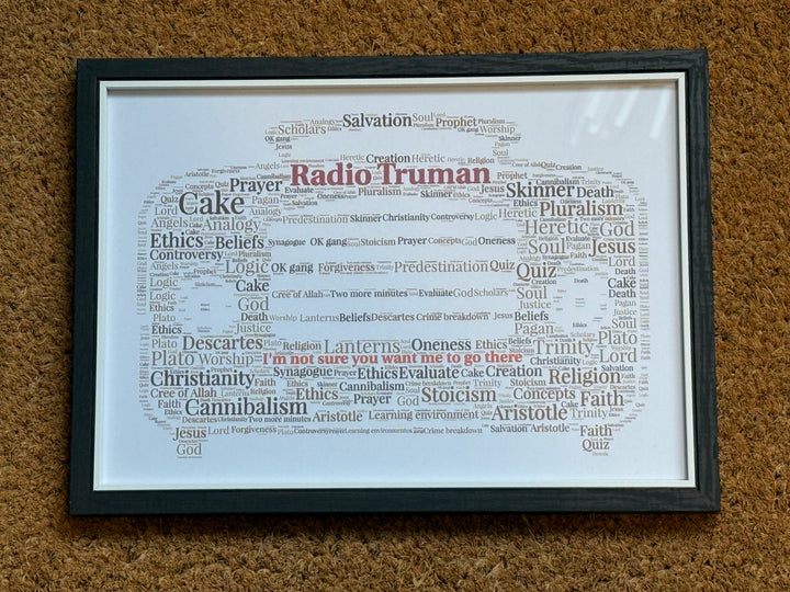 Word Art Typography Shape Framed Print - Personalised with choice of shape, colours and your words.