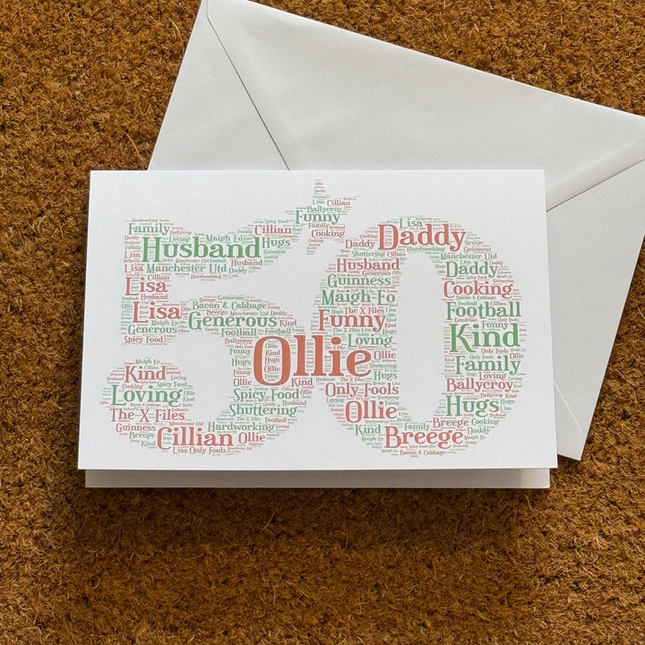 Age Word Art Birthday Card | Personalised Typography A5 Card