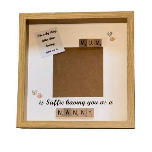 Mum to Nanny Personalised Scrabble Art Photo Frame, Gift for Mum