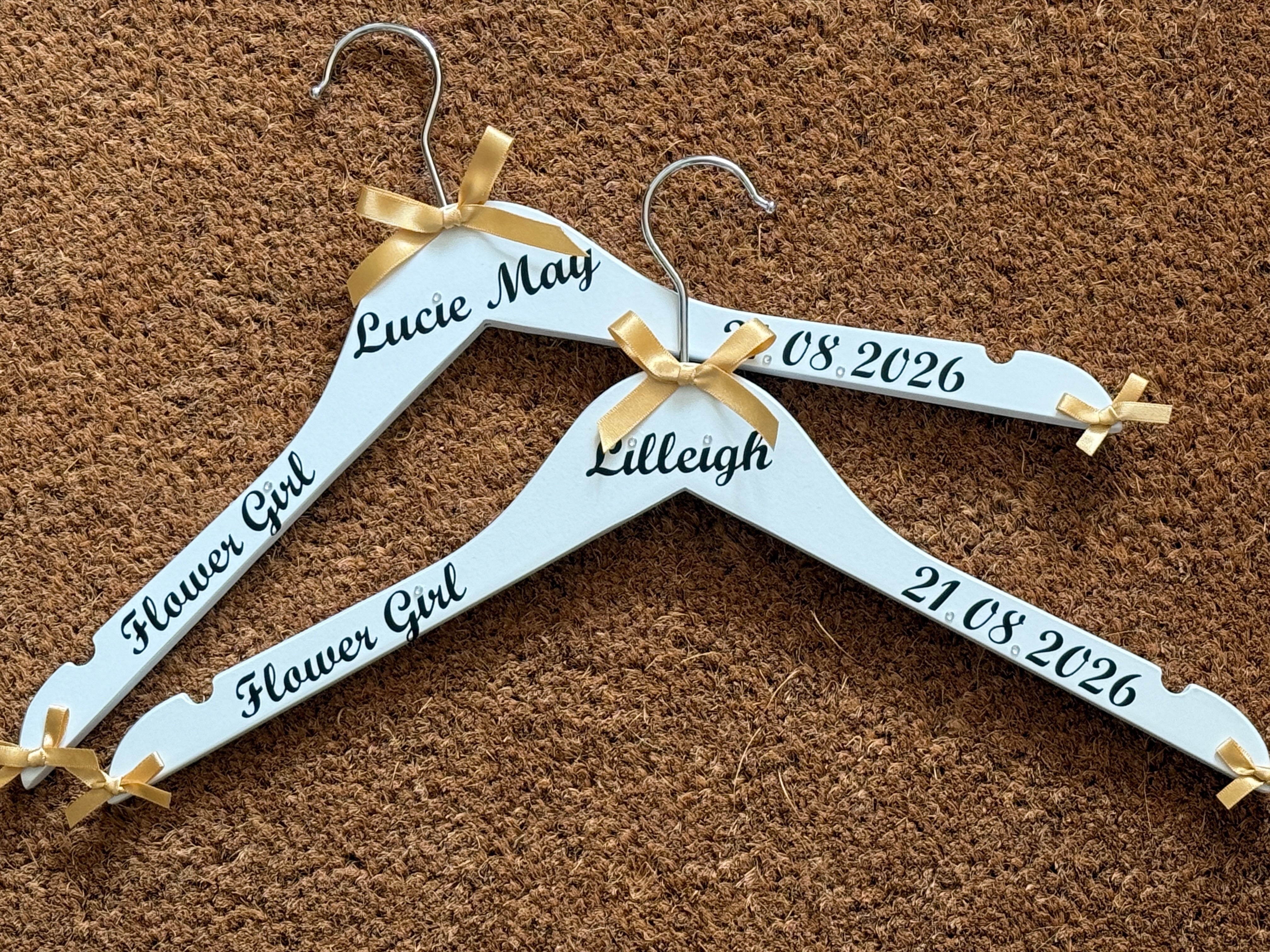 Flower Girl Hanger | Bridal Party Keepsake | Personalised with names, date etc.