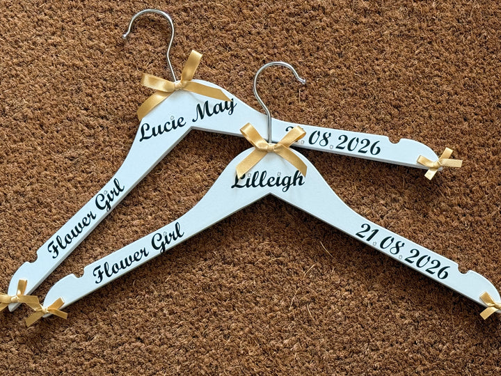 Flower Girl Hanger | Bridal Party Keepsake | Personalised with names, date etc.