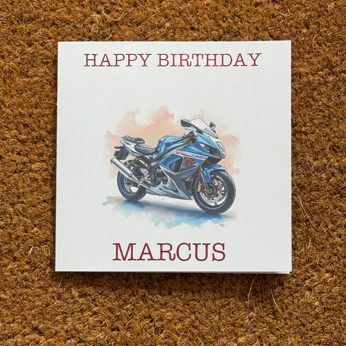 Suzuki GSXR 1000 k5 Watercolour Style Card | Personal Foil Message | 6x6 Biker Card