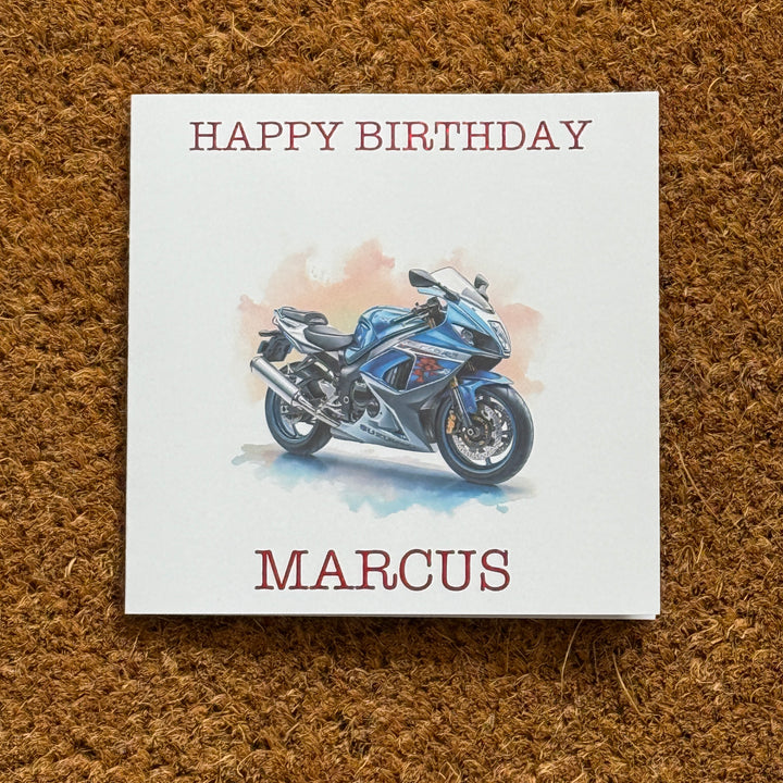 Suzuki GSXR 1000 k5 Watercolour Style Card | Personal Foil Message | 6x6 Biker Card