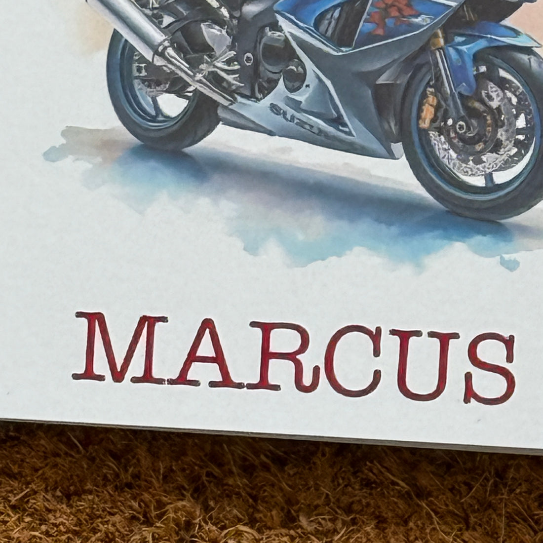 Suzuki GSXR 1000 k5 Watercolour Style Card | Personal Foil Message | 6x6 Biker Card
