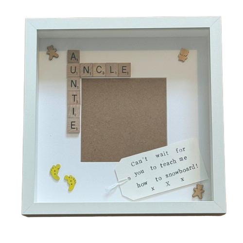 Auntie Uncle Letter Tile Photo Frame - Personalised message - Choice of colours